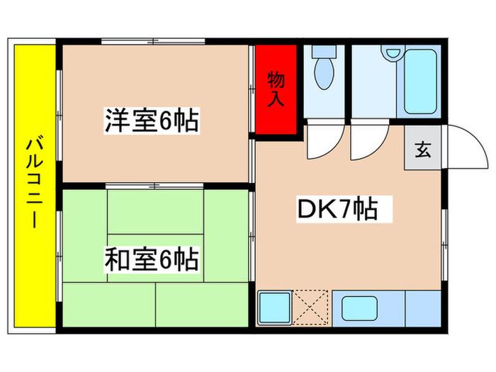 ロックハウス(2DK/3階)の間取り写真