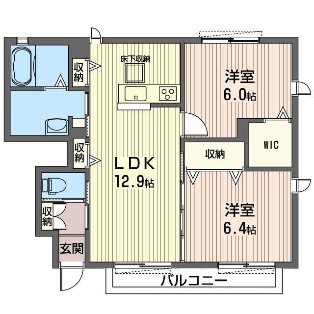 ヴィア・ラッテアB(2LDK/1階)の間取り写真