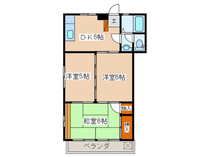 K&Y入生田(3DK/3階)の間取り写真