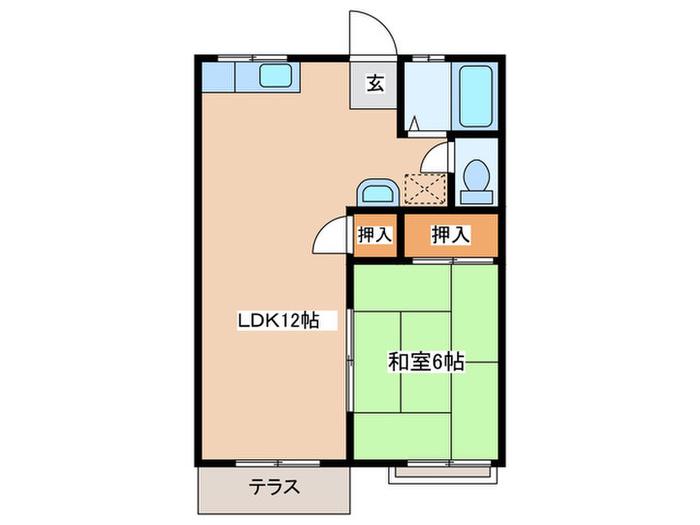ファミーユ丘(1LDK/1階)の間取り写真