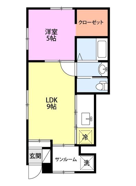 SHADOWI(1LDK/1階)の間取り写真