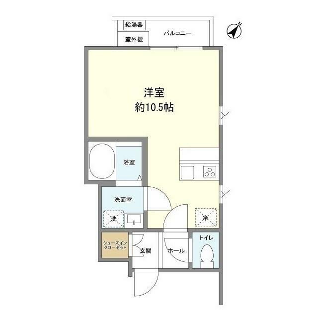 ティアリーゼ(ワンルーム/2階)の間取り写真