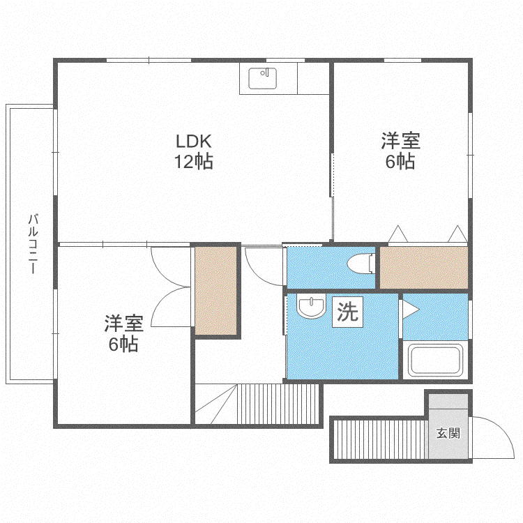 さなえ館2(2LDK/2階)の間取り写真