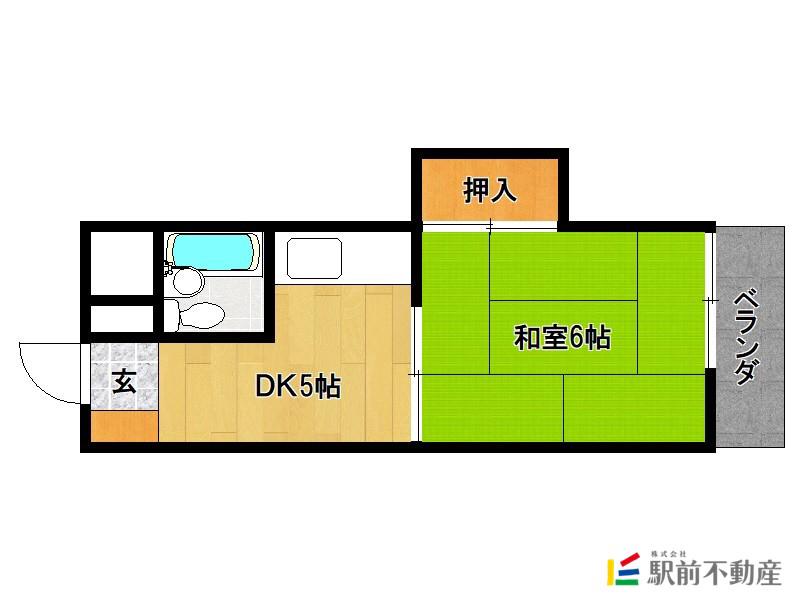 街道ビル(1DK/2階)の間取り写真