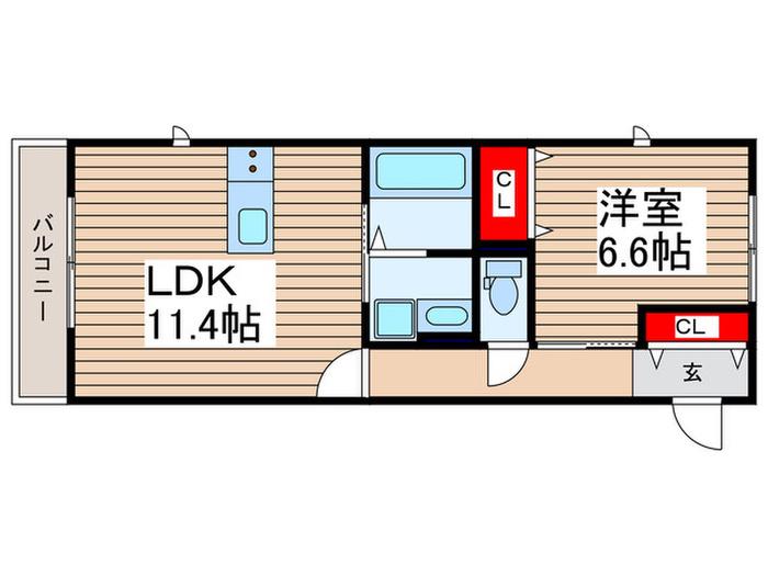 エルメゾンボスコ(1LDK/3階)の間取り写真
