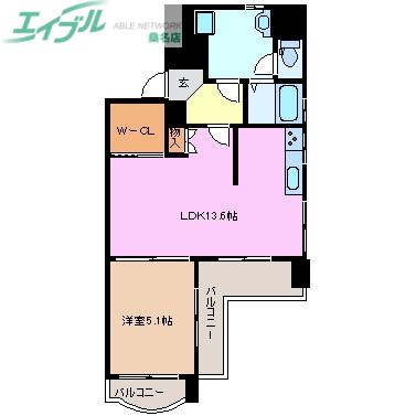 エクセル21(1LDK/6階)の間取り写真