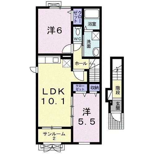カーサ・アマーレSAIWAI I(2LDK/2階)の間取り写真