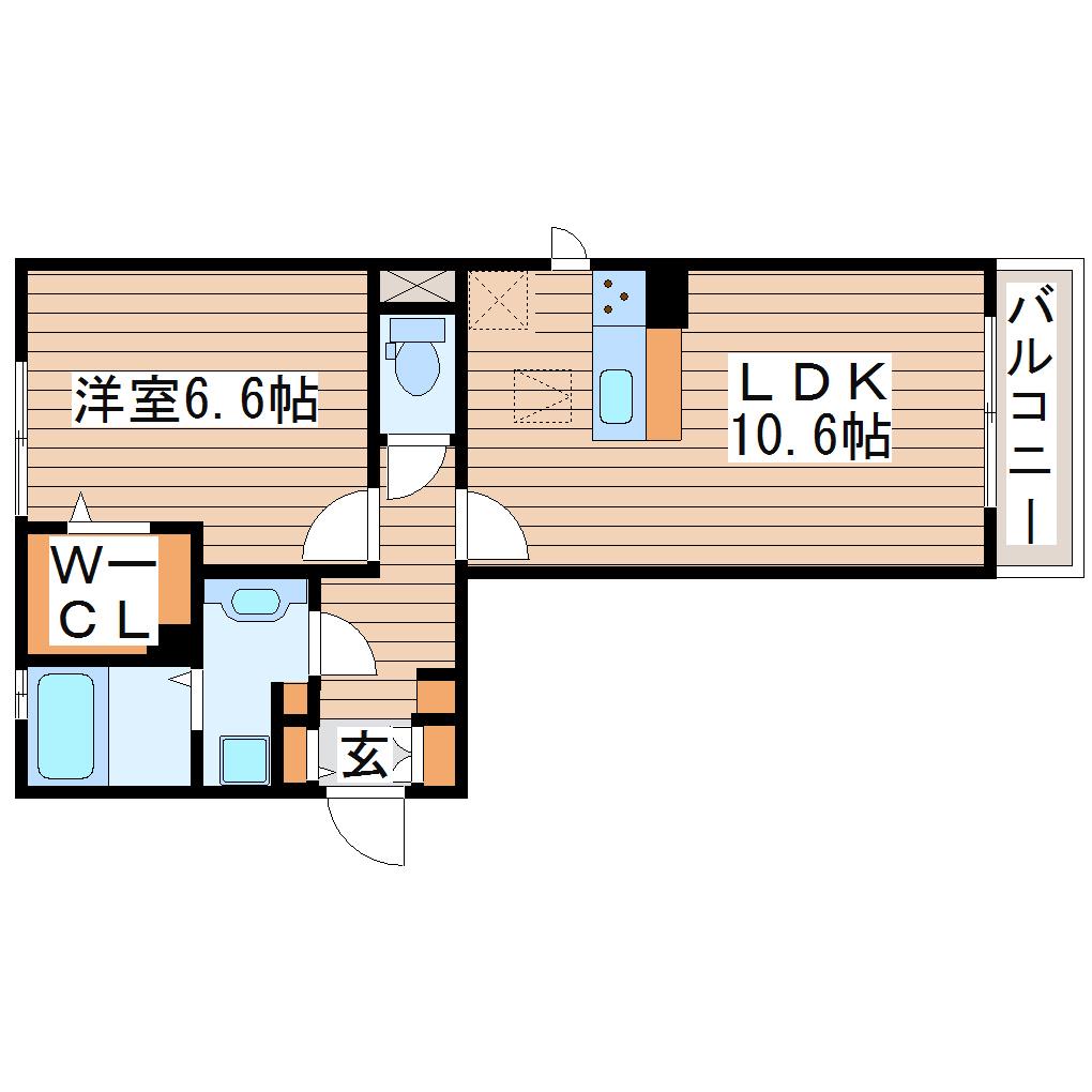 D-ROOM荒井東(1LDK/3階)の間取り写真