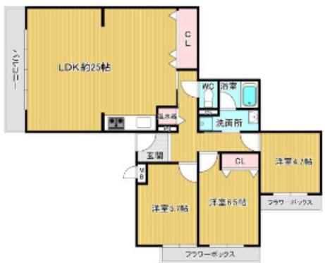 上ヶ原TWENTY-EIGHT(3LDK/2階)の間取り写真