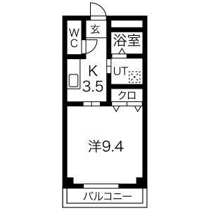 アーバンコート志貴崎(1K/2階)の間取り写真