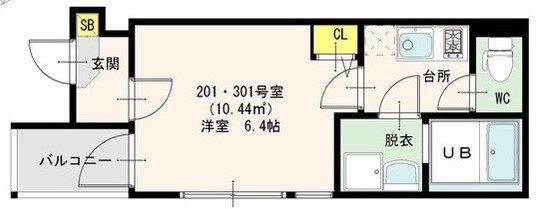 クレセント薬院(1K/3階)の間取り写真