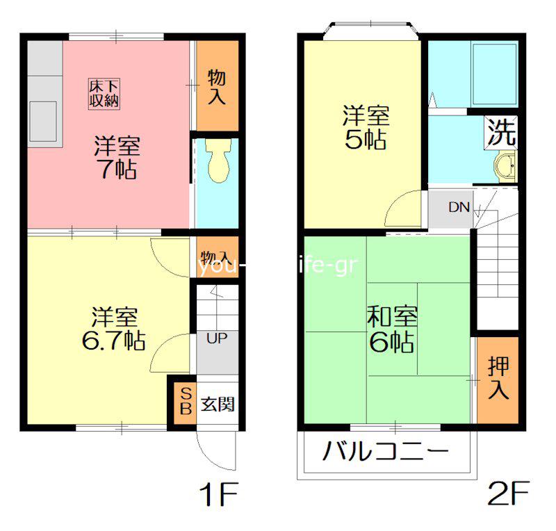 テラス日向岡A(3DK/1階)の間取り写真