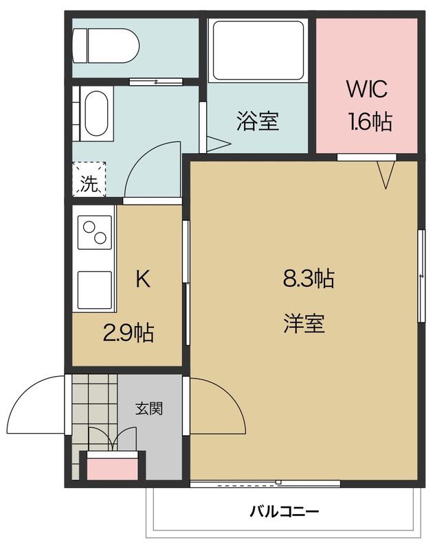 ベルデ東府中(1K/1階)の間取り写真