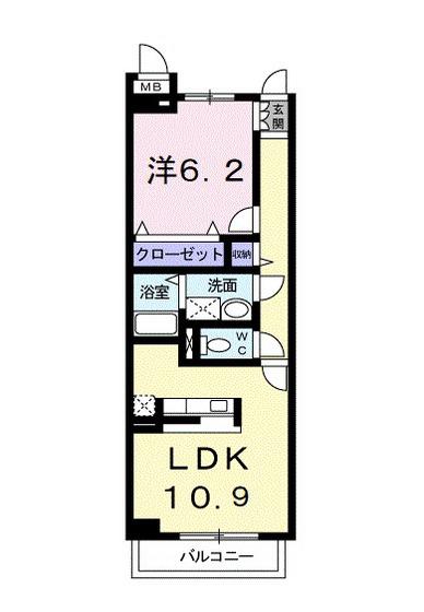 パラッツォ 津島(1LDK/1階)の間取り写真