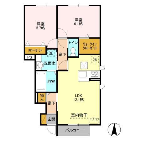 ル・ジャルダン(2LDK/1階)の間取り写真
