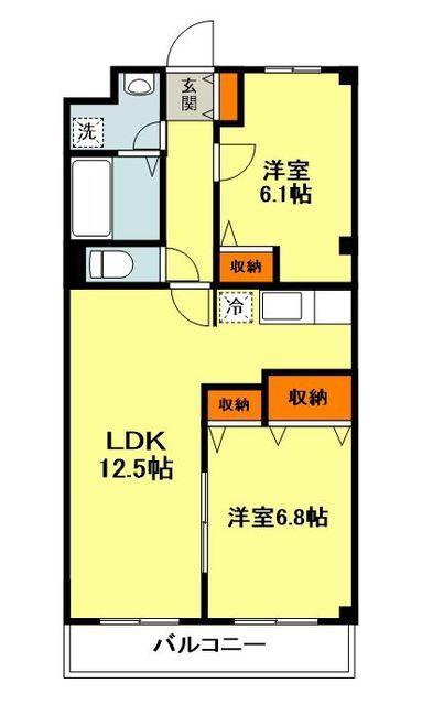 メゾンボナール(2LDK/1階)の間取り写真