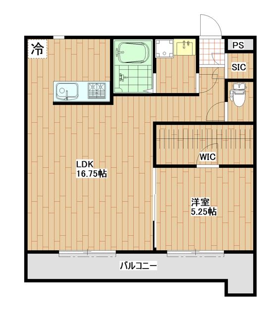 シェルコア(1LDK/1階)の間取り写真