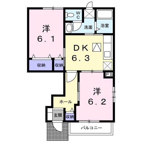 カメリアB(2DK/1階)の間取り写真
