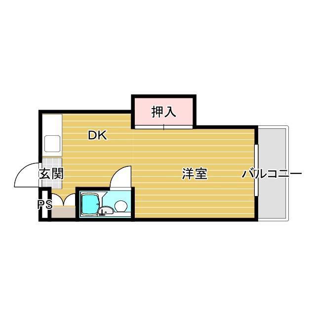 茨木フラワーハイツ(1K/1階)の間取り写真