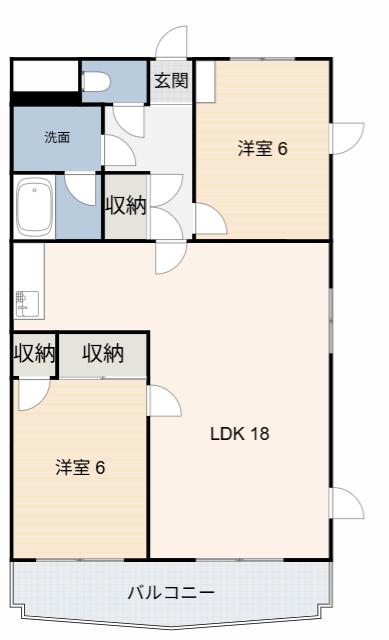 サンルートNON・NO(2LDK/4階)の間取り写真