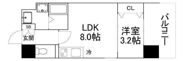 ビガーポリス486与力町公園(1LDK/11階)の間取り写真
