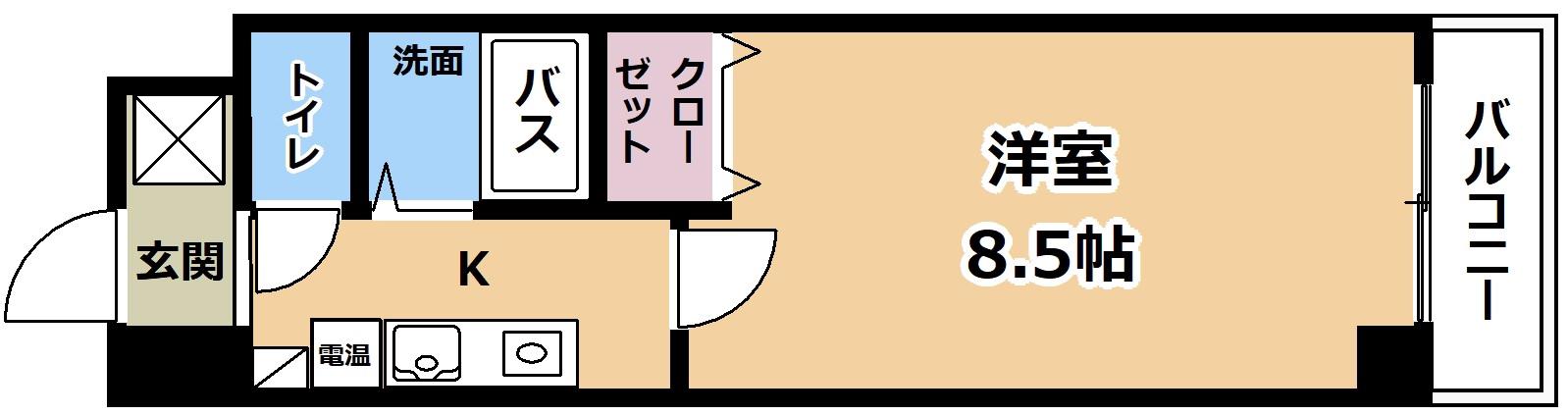 プリオールZEN弐番館(1K/2階)の間取り写真