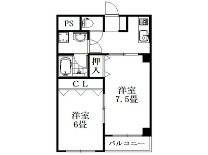 ロイヤルシティ城東(2K/5階)の間取り写真