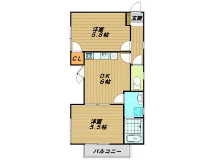 松本ハイツ(2DK/2階)の間取り写真