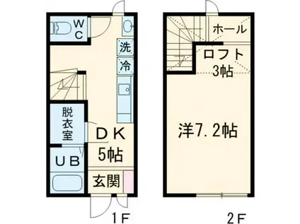 ナナザスタイル鶴田(1DK/1階)の間取り写真