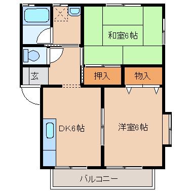 エトワール多治米(2DK/1階)の間取り写真