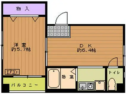 ASHIYA516(1DK/2階)の間取り写真