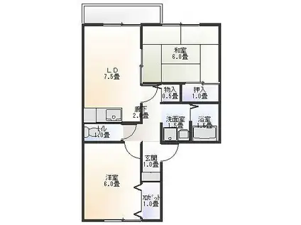 セジュールあき(2DK/2階)の間取り写真