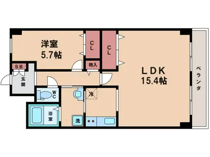 エルロード住吉6号館(1LDK/4階)の間取り写真