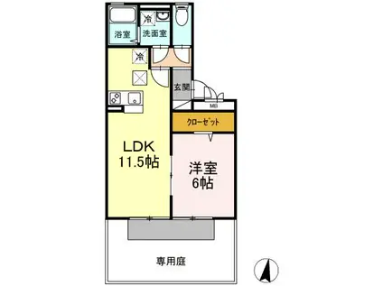 ビィーブル・ボナール(1LDK/1階)の間取り写真