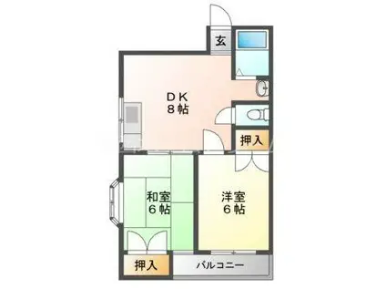 古川ビレッジ(2DK/4階)の間取り写真