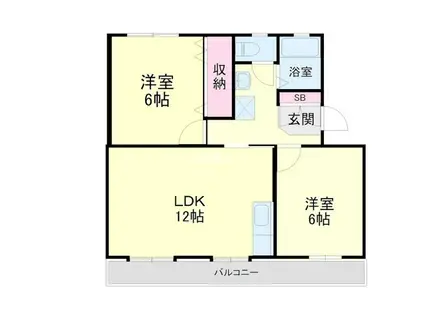 武藤ハイツII(2LDK/1階)の間取り写真