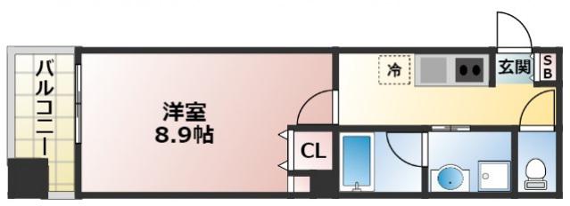 レクラン深江南(1K/8階)の間取り写真