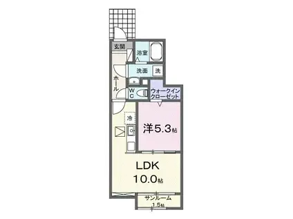 ウェル アイランドS-I(1LDK/1階)の間取り写真