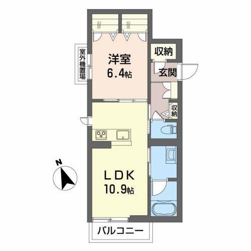ヴィアソーレK(1LDK/1階)の間取り写真