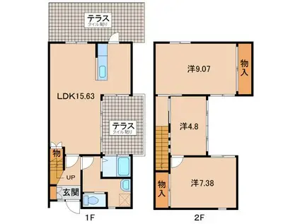 桑山利宮(3LDK/1階)の間取り写真