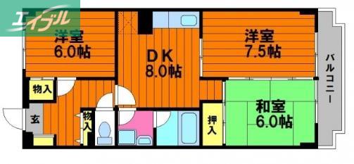 グレースマンションエルフ(3DK/4階)の間取り写真