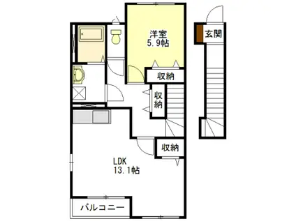 ルナ アズール(1LDK/2階)の間取り写真