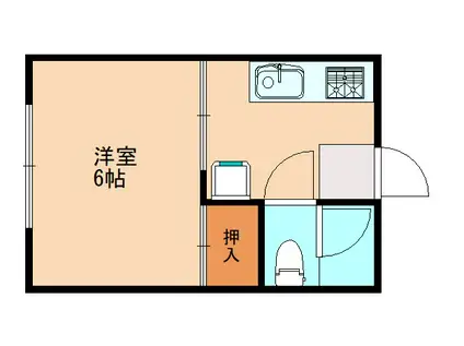 クローバーハウス(1DK/2階)の間取り写真