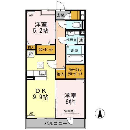 AMOUR櫻花(2DK/1階)の間取り写真