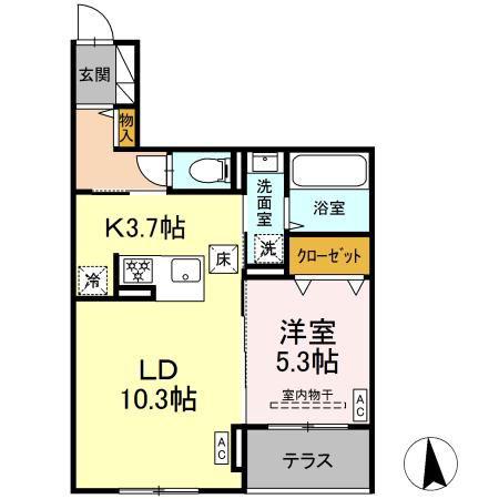 CLASSEUM仙台小田原 IV(1LDK/1階)の間取り写真
