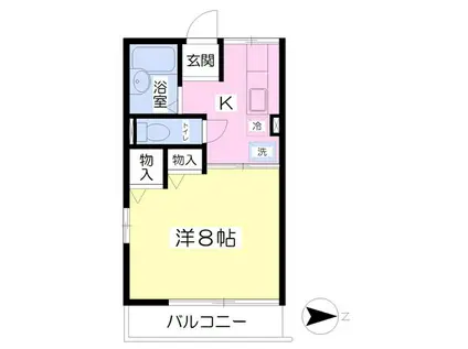 クランベリー(1K/1階)の間取り写真