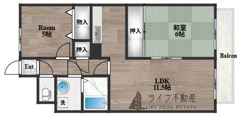 ロアジ花園(2LDK/2階)の間取り写真