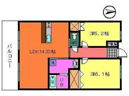 ベルウッドマンション(2LDK/2階)の間取り写真