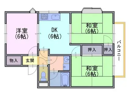 シルキーハイツ(3DK/2階)の間取り写真