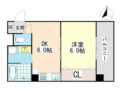 エール箕岡(1DK/2階)の間取り写真